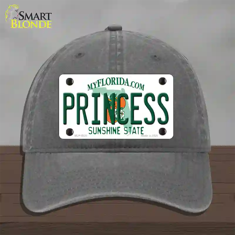 Princess Florida Novelty License Plate Hat Unconstructed Cotton / Charcoal