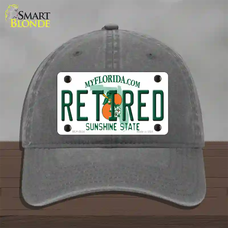 Retired Florida Novelty License Plate Hat Unconstructed Cotton / Charcoal