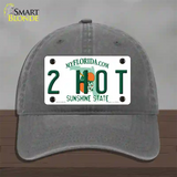 2 Hot Florida Novelty License Plate Hat Unconstructed Cotton / Charcoal