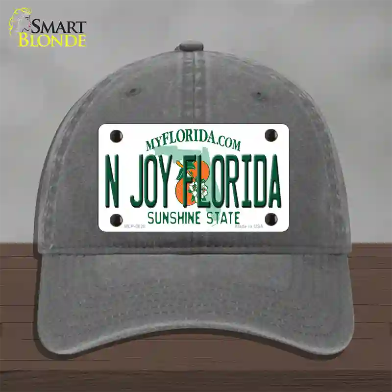 N Joy Florida Novelty License Plate Hat Unconstructed Cotton / Charcoal