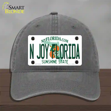 N Joy Florida Novelty License Plate Hat Unconstructed Cotton / Charcoal