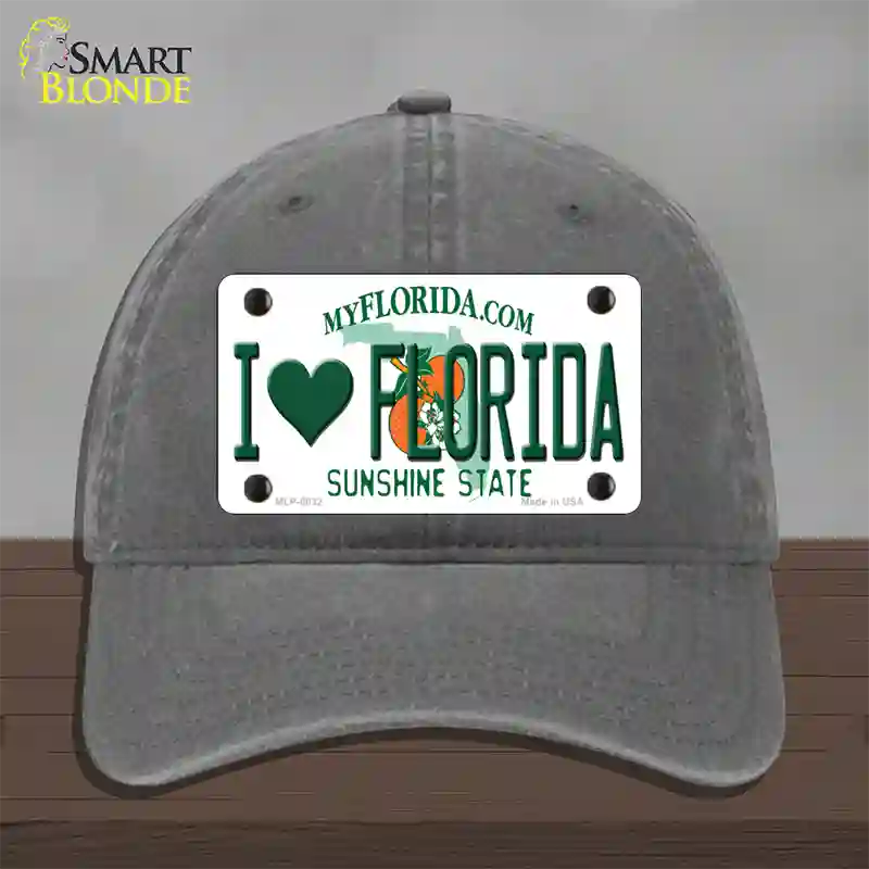 I Love Florida Novelty License Plate Hat Unconstructed Cotton / Charcoal