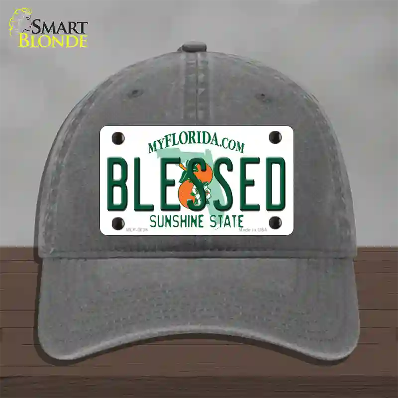 Blessed Florida Novelty License Plate Hat Unconstructed Cotton / Charcoal