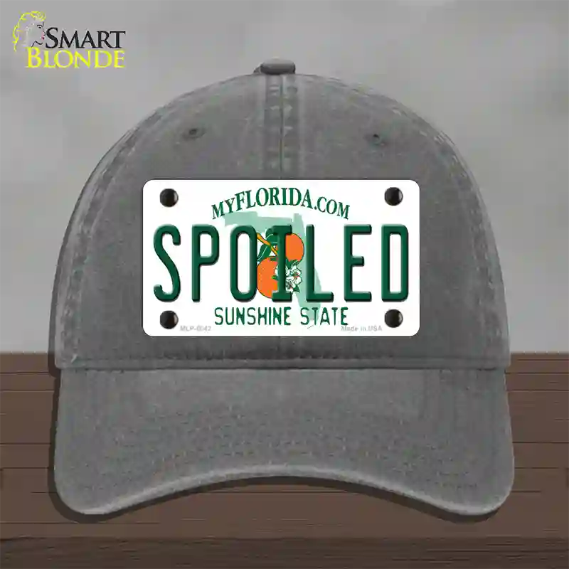 Spoiled Florida Novelty License Plate Hat Unconstructed Cotton / Charcoal