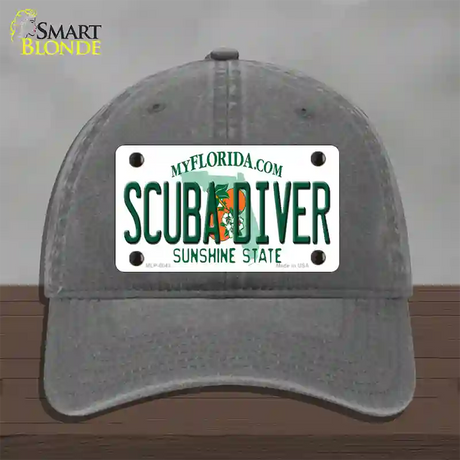 Scuba Diver Florida Novelty License Plate Hat Unconstructed Cotton / Charcoal