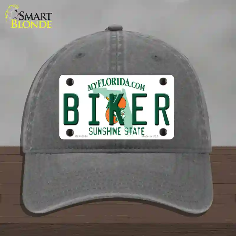 Biker Florida Novelty License Plate Hat Unconstructed Cotton / Charcoal