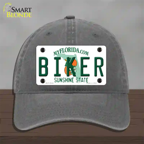 Biker Florida Novelty License Plate Hat Unconstructed Cotton / Charcoal