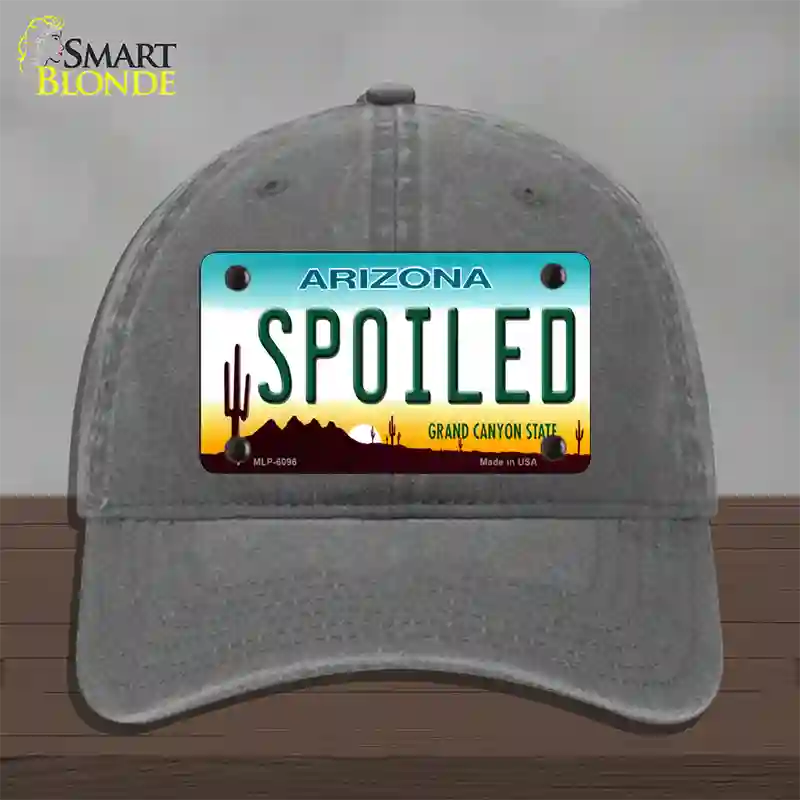 Arizona Spoiled Novelty License Plate Hat Unconstructed Cotton / Charcoal