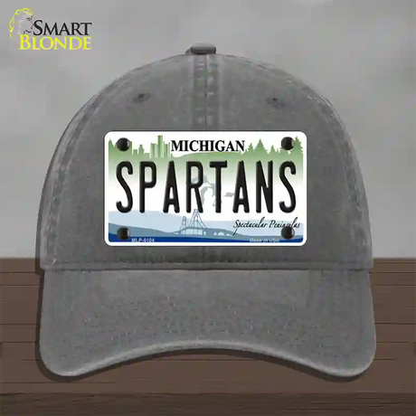 Spartans Michigan Novelty License Plate Hat Unconstructed Cotton / Charcoal