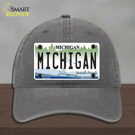 Michigan Novelty License Plate Hat Unconstructed Cotton / Charcoal