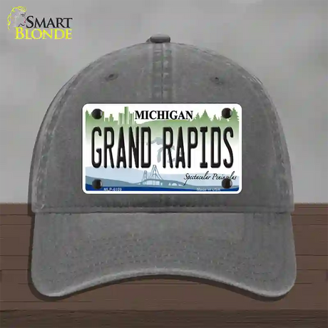 Grand Rapids Michigan Novelty License Plate Hat Unconstructed Cotton / Charcoal