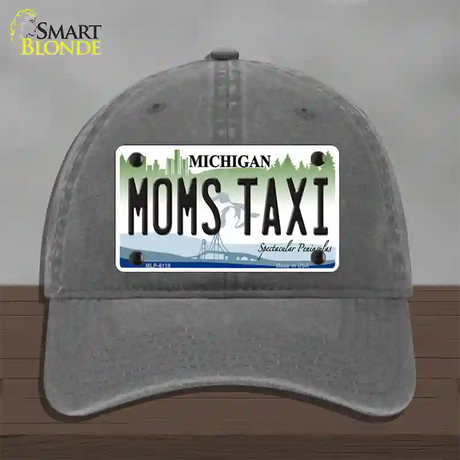 Moms Taxi Michigan Novelty License Plate Hat Unconstructed Cotton / Charcoal