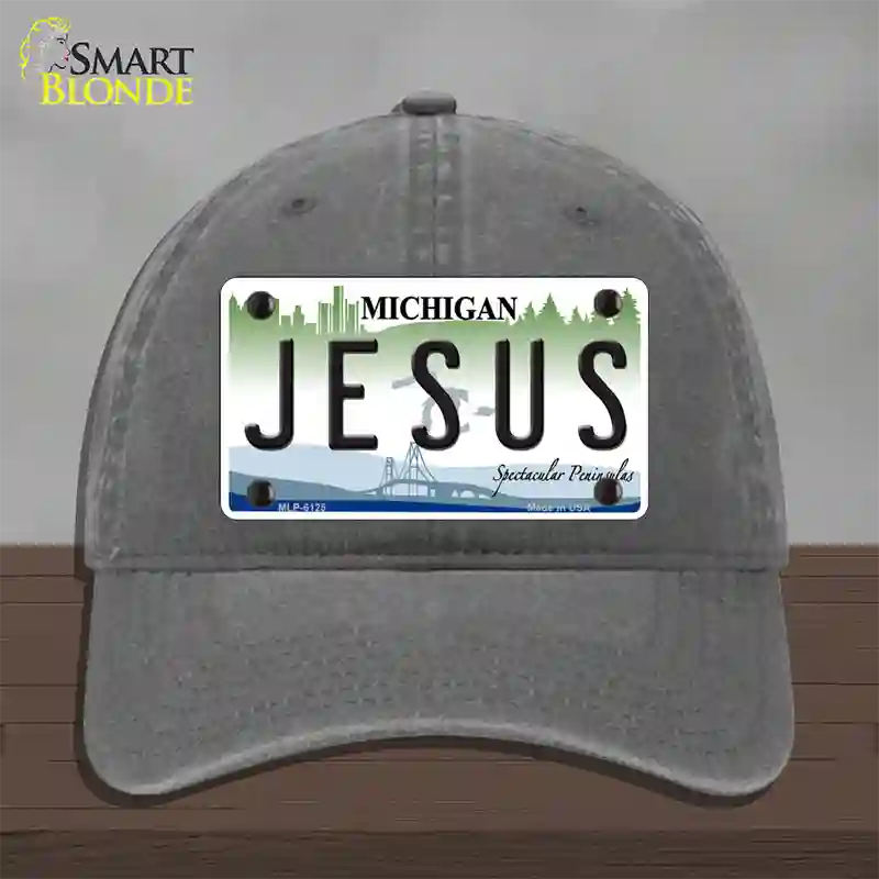 Jesus Michigan Novelty License Plate Hat Unconstructed Cotton / Charcoal