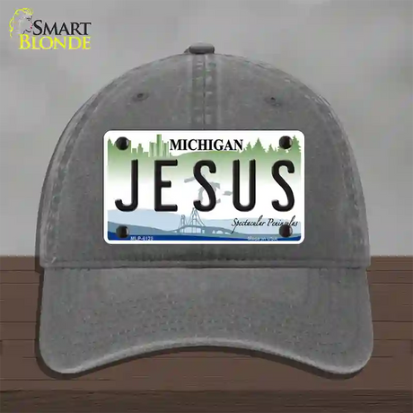 Jesus Michigan Novelty License Plate Hat Unconstructed Cotton / Charcoal