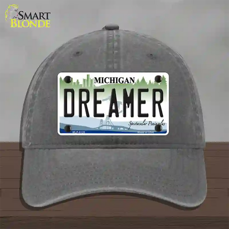 Dreamer Michigan Novelty License Plate Hat Unconstructed Cotton / Charcoal