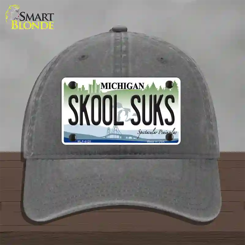 Skool Suks Michigan Novelty License Plate Hat Unconstructed Cotton / Charcoal