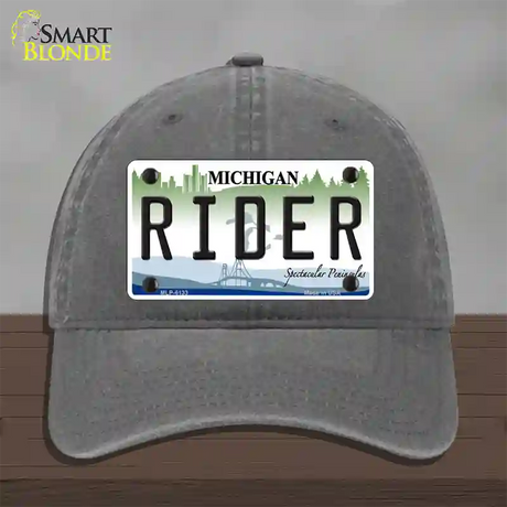 Rider Michigan Novelty License Plate Hat Unconstructed Cotton / Charcoal