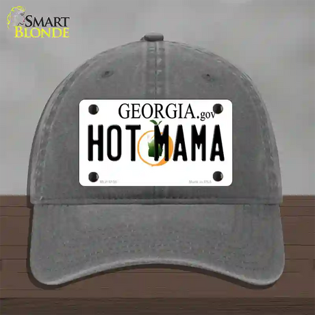 Hot Mama Georgia Novelty License Plate Hat Unconstructed Cotton / Charcoal