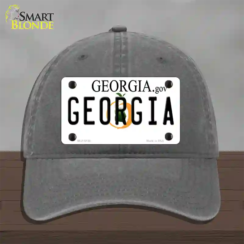 Georgia Novelty License Plate Hat Unconstructed Cotton / Charcoal