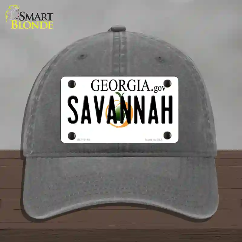 Savannah Georgia Novelty License Plate Hat Unconstructed Cotton / Charcoal