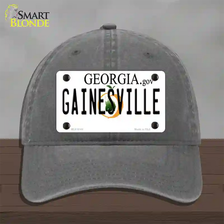 Gainesville Georgia Novelty License Plate Hat Unconstructed Cotton / Charcoal