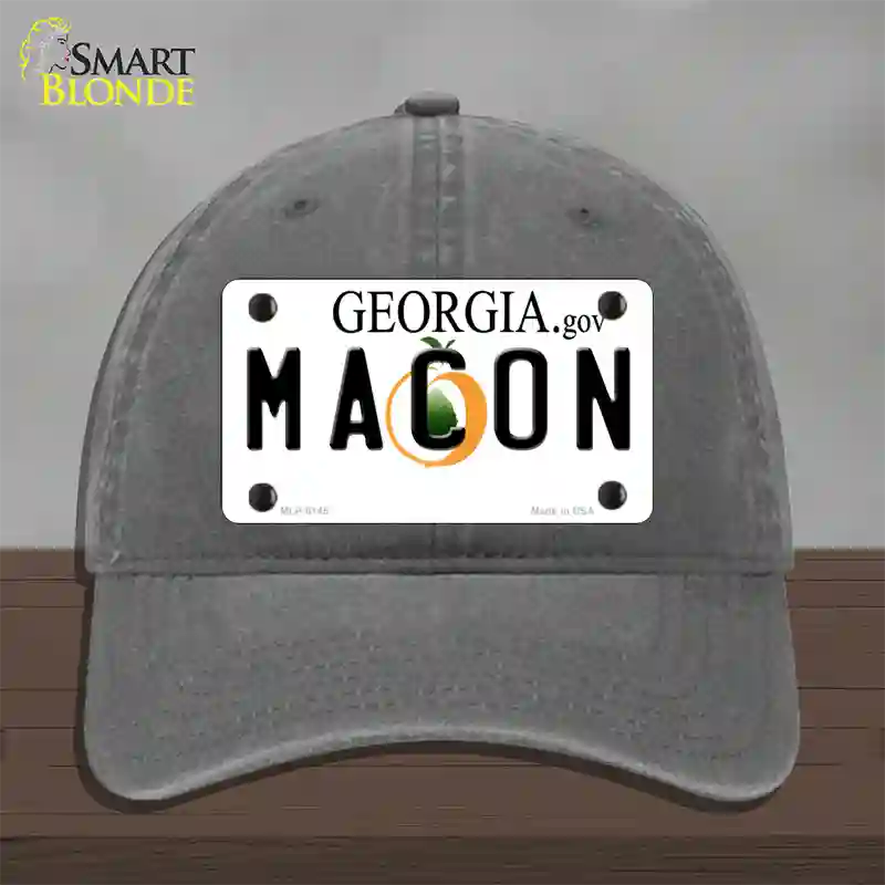 Macon Georgia Novelty License Plate Hat Unconstructed Cotton / Charcoal