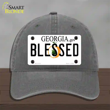 Blessed Georgia Novelty License Plate Hat Unconstructed Cotton / Charcoal