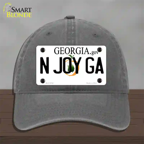 N Joy Ga Georgia Novelty License Plate Hat Unconstructed Cotton / Charcoal