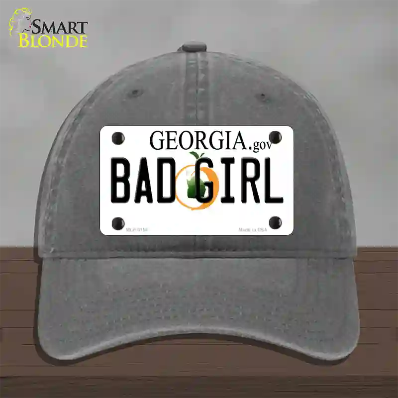 Bad Girl Georgia Novelty License Plate Hat Unconstructed Cotton / Charcoal