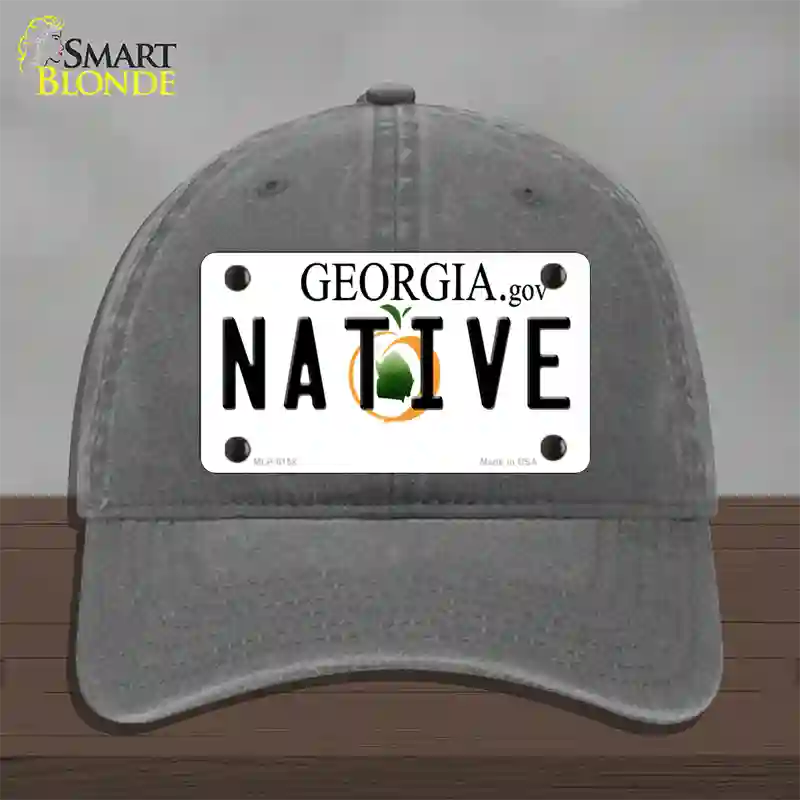 Native Georgia Novelty License Plate Hat Unconstructed Cotton / Charcoal