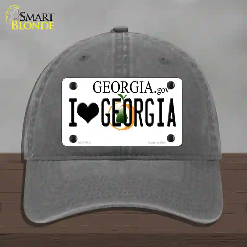 I Love Georgia Novelty License Plate Hat Unconstructed Cotton / Charcoal