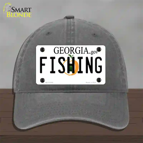 Fishing Georgia Novelty License Plate Hat Unconstructed Cotton / Charcoal