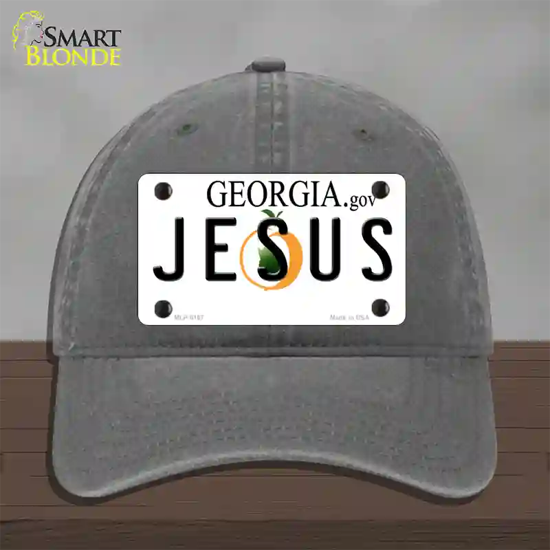 Jesus Georgia Novelty License Plate Hat Unconstructed Cotton / Charcoal