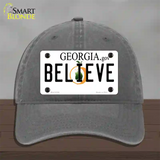 Believe Georgia Novelty License Plate Hat Unconstructed Cotton / Charcoal