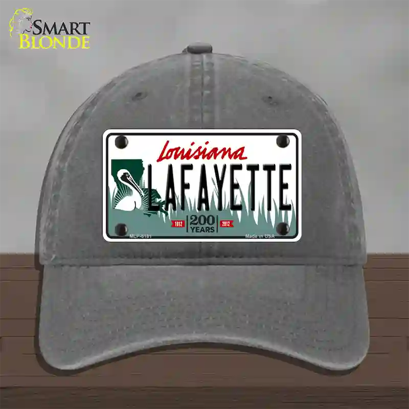 Lafayette Louisiana Novelty License Plate Hat Unconstructed Cotton / Charcoal