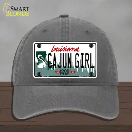 Cajun Girl Louisiana Novelty License Plate Hat Unconstructed Cotton / Charcoal