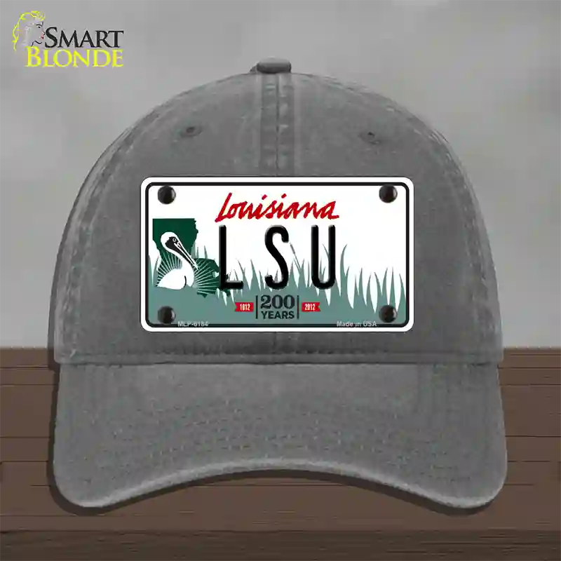 LSU Louisiana Novelty License Plate Hat Unconstructed Cotton / Charcoal