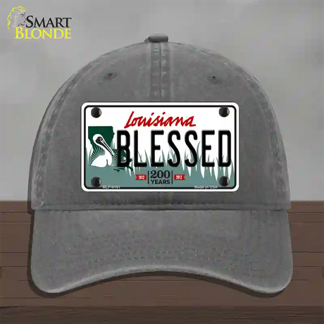 Blessed Louisiana Novelty License Plate Hat Unconstructed Cotton / Charcoal