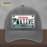 Native Louisiana Novelty License Plate Hat Unconstructed Cotton / Charcoal