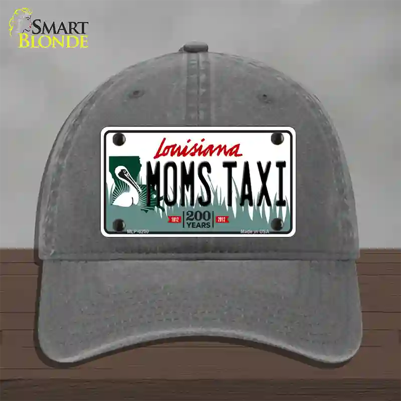 Moms Taxi Louisiana Novelty License Plate Hat Unconstructed Cotton / Charcoal