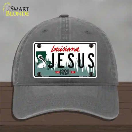 Jesus Louisiana Novelty License Plate Hat Unconstructed Cotton / Charcoal