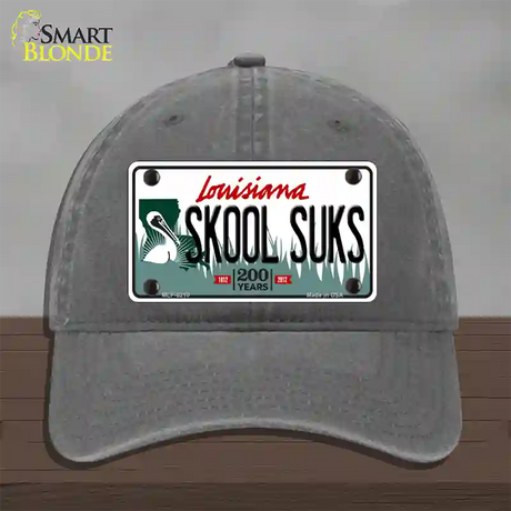 Skool Suks Louisiana Novelty License Plate Hat Unconstructed Cotton / Charcoal