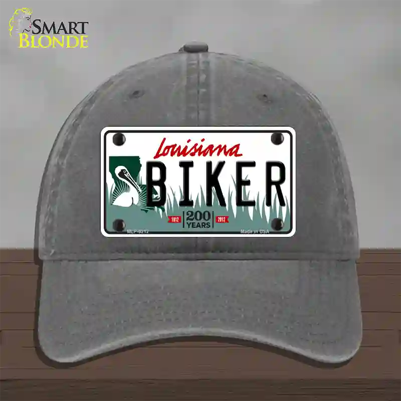 Biker Louisiana Novelty License Plate Hat Unconstructed Cotton / Charcoal