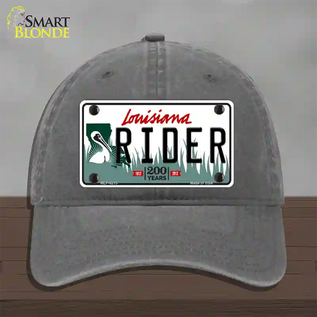 Rider Louisiana Novelty License Plate Hat Unconstructed Cotton / Charcoal