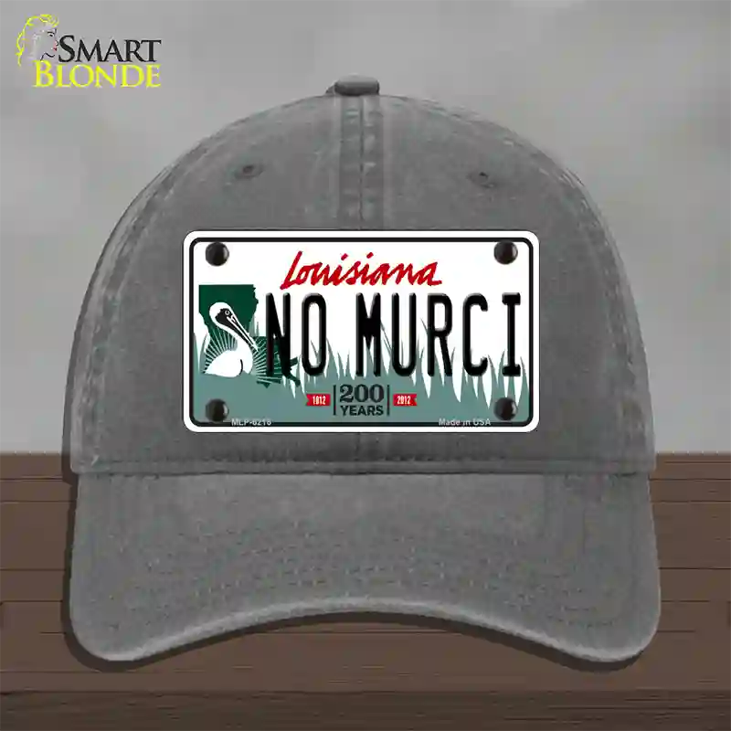 No Murci Louisiana Novelty License Plate Hat Unconstructed Cotton / Charcoal