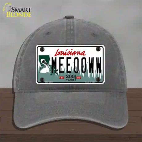 Meeooww Louisiana Novelty License Plate Hat Unconstructed Cotton / Charcoal