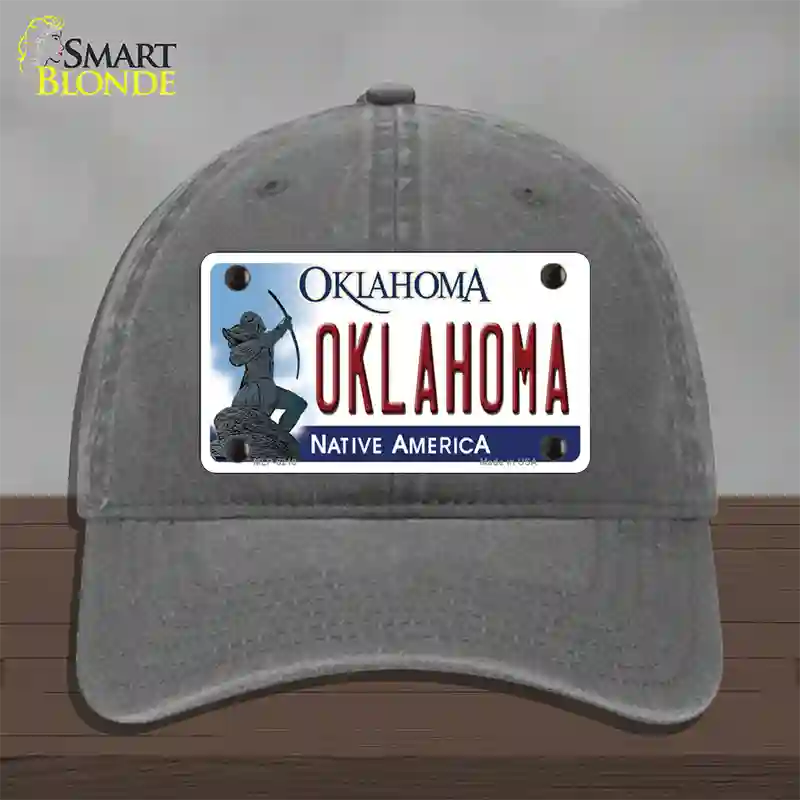 Oklahoma Novelty License Plate Hat Unconstructed Cotton / Charcoal