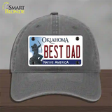 Best Dad Oklahoma Novelty License Plate Hat Unconstructed Cotton / Charcoal