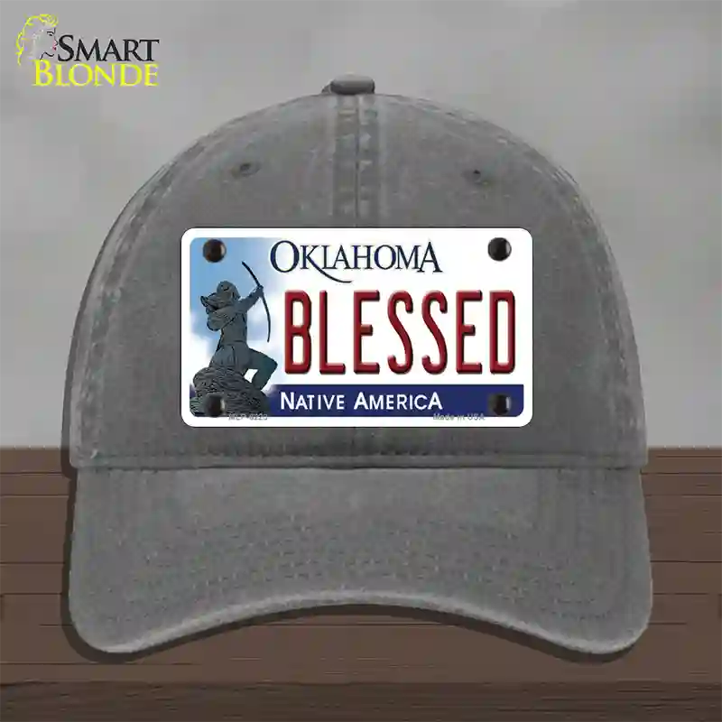 Blessed Oklahoma Novelty License Plate Hat Unconstructed Cotton / Charcoal