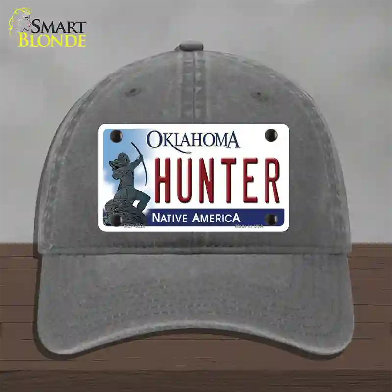 Hunter Oklahoma Novelty License Plate Hat Unconstructed Cotton / Charcoal